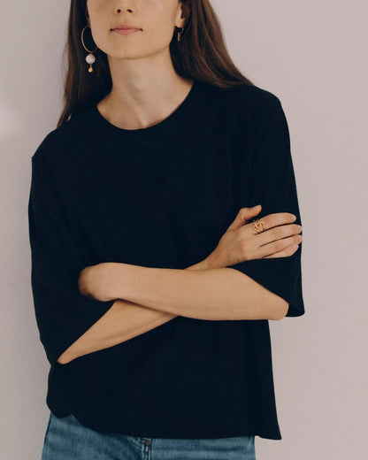 SESSUN | Ribbed Serge Tunic - Black