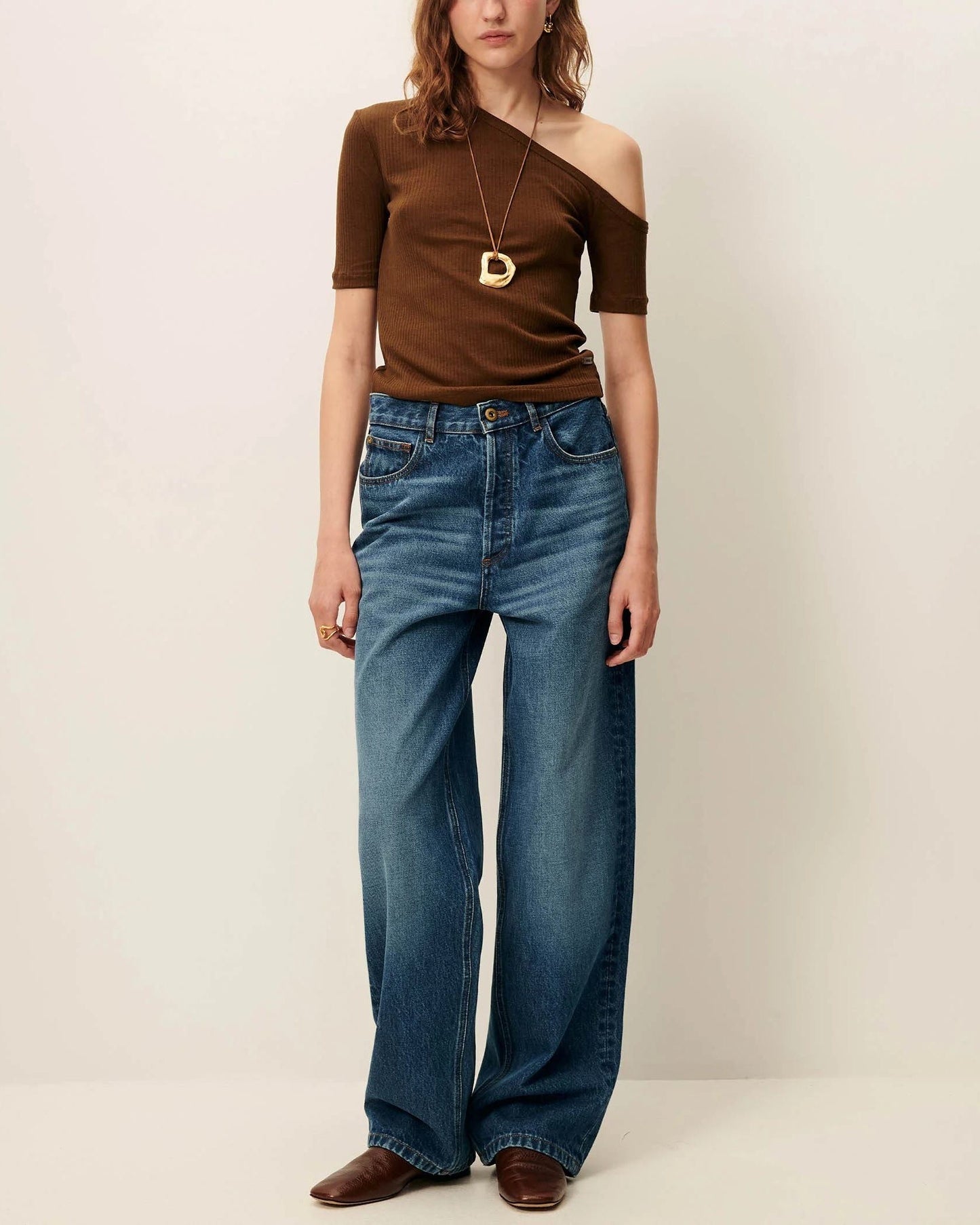 Women Fitted Short-Sleeve T-Shirt Ribbed Jersey - Baobab