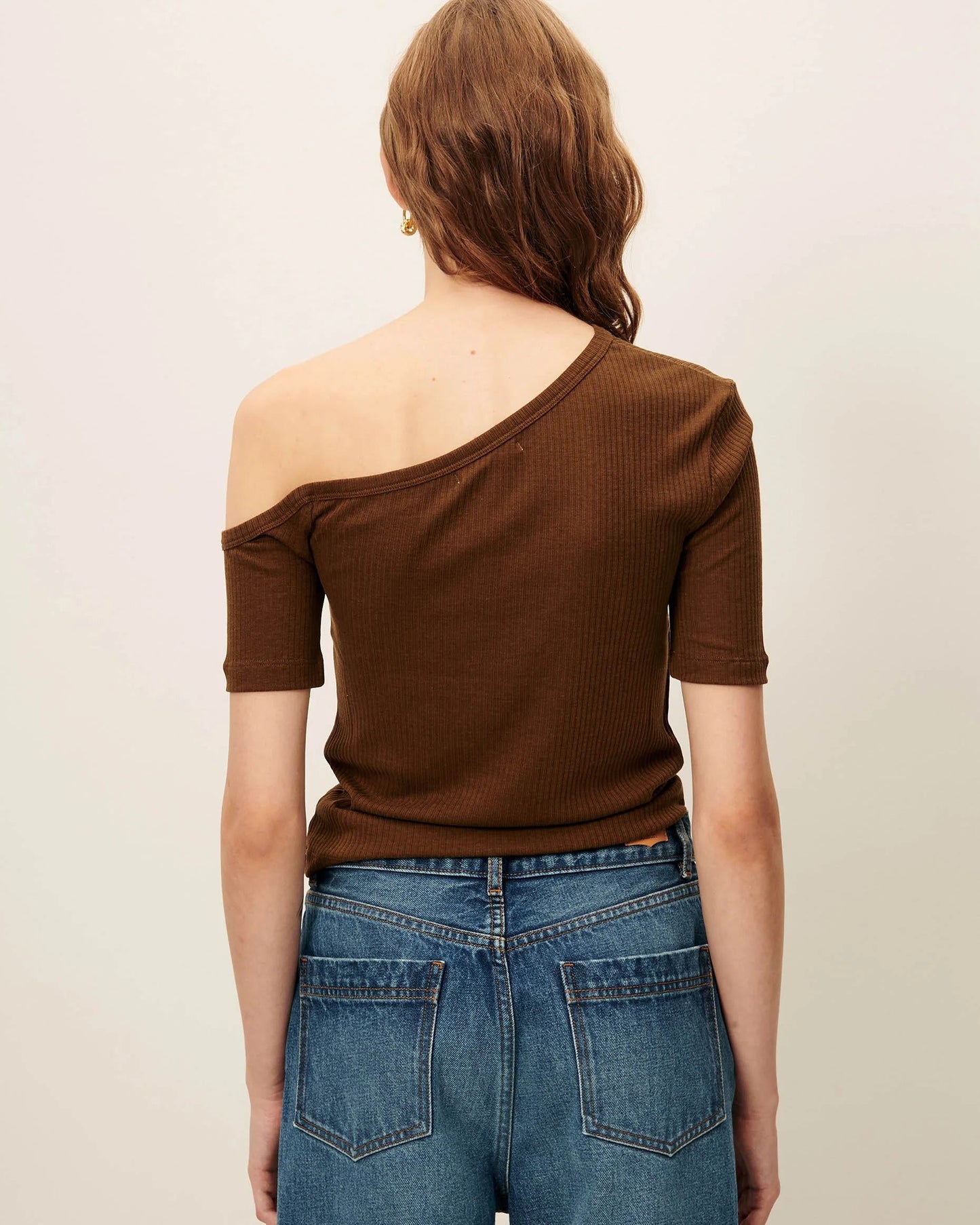 Women Fitted Short-Sleeve T-Shirt Ribbed Jersey - Baobab