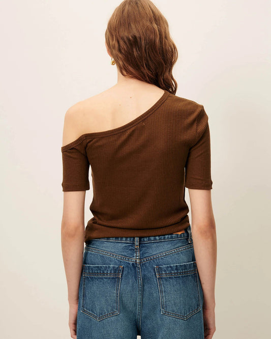 Women Fitted Short-Sleeve T-Shirt Ribbed Jersey - Baobab