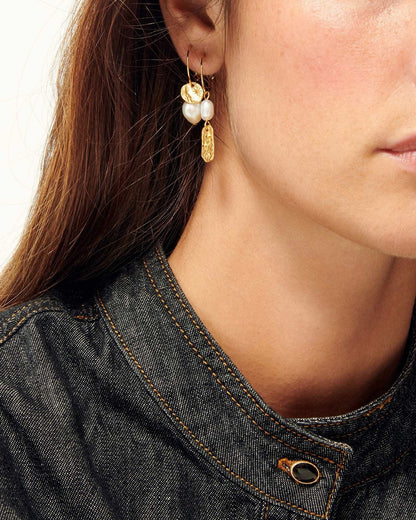 Sessun | Soren Doré Mismatch Pearl and Gold Hoop Earrings Dore