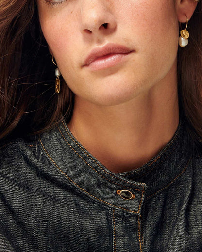 Sessun | Soren Doré Mismatch Pearl and Gold Hoop Earrings Dore