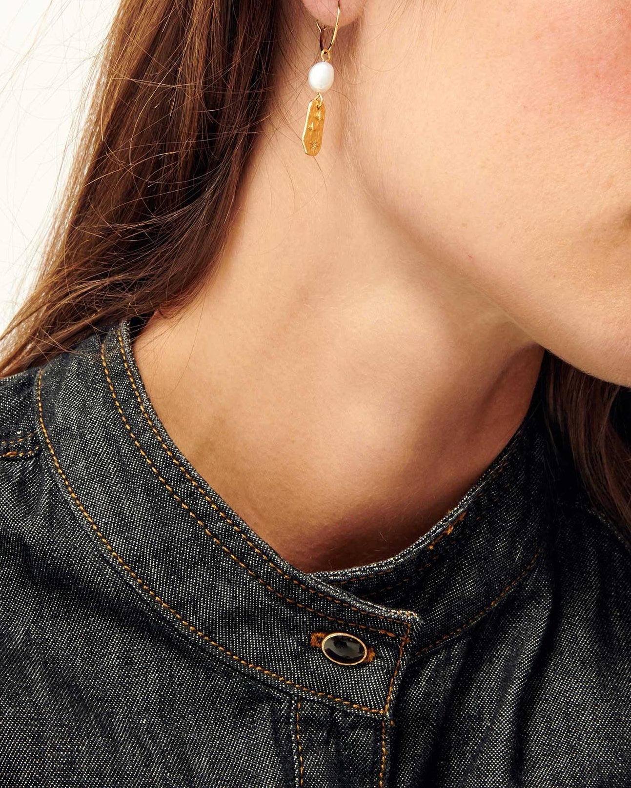 Sessun | Soren Doré Mismatch Pearl and Gold Hoop Earrings Dore