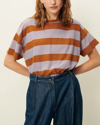 Unisex Tshirt Cotton-Linen Jersey - Multicolor Stripe