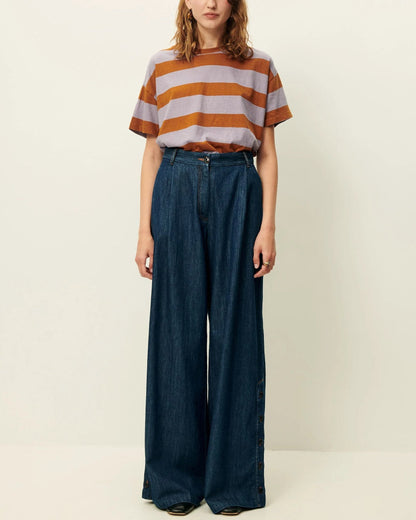 Unisex Tshirt Cotton-Linen Jersey - Multicolor Stripe