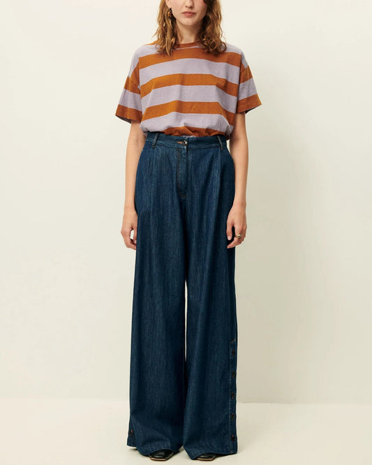 Unisex Tshirt Cotton-Linen Jersey - Multicolor Stripe