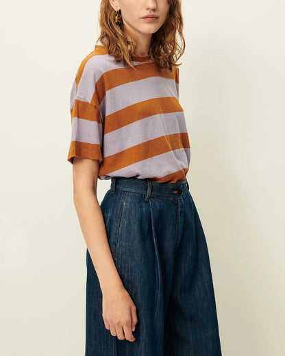Unisex Tshirt Cotton-Linen Jersey - Multicolor Stripe