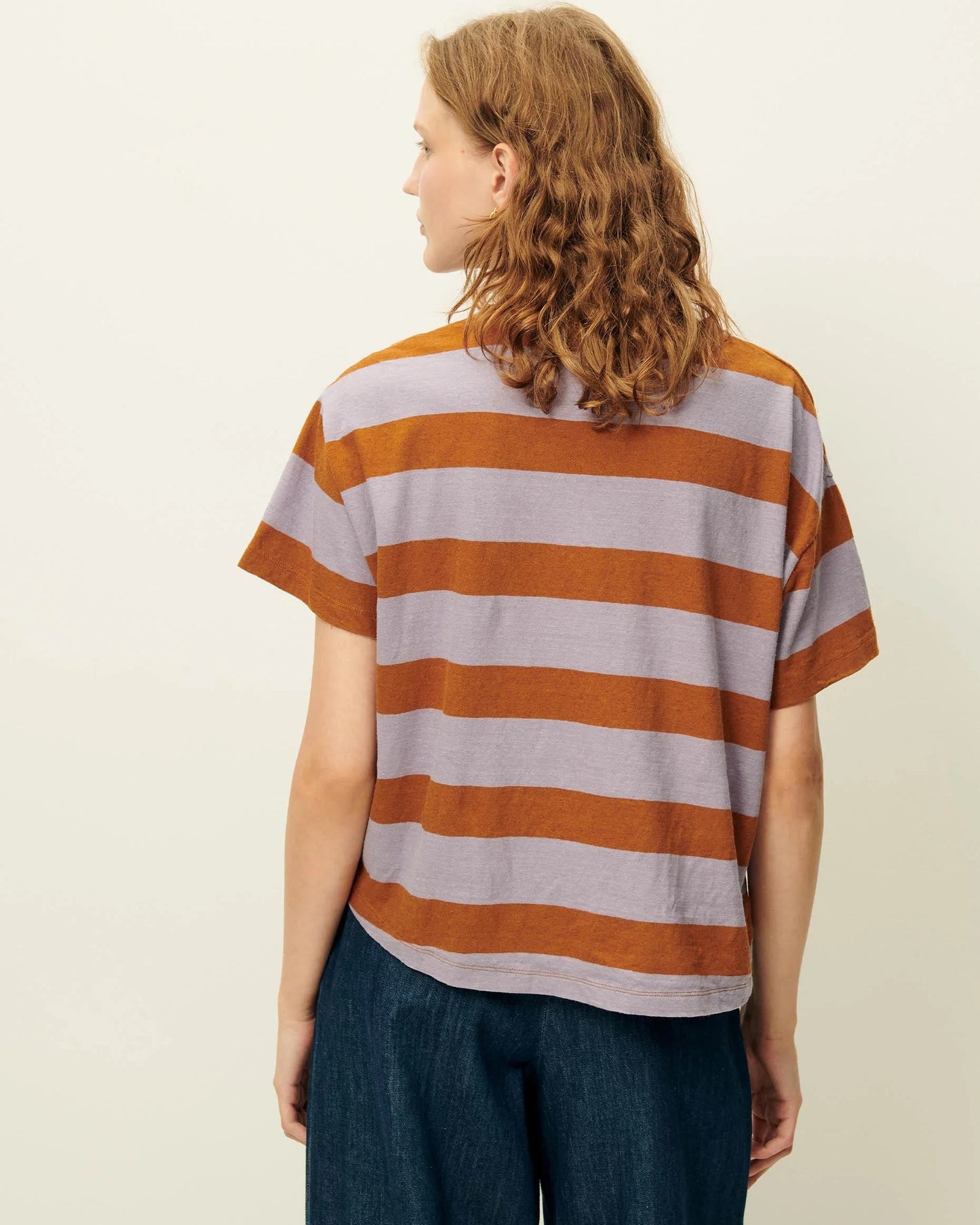 Unisex Tshirt Cotton-Linen Jersey - Multicolor Stripe