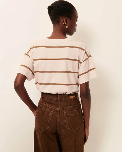 Women T-Shirt Striped Cotton And Linen Jersey - Rosee