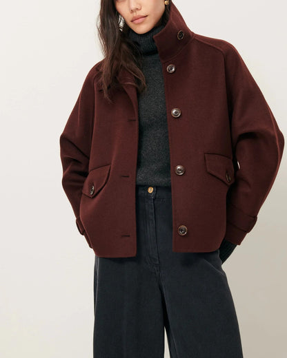 Sessun | Valley Nevado Velvet Flannel Raglan Coat - Espresso