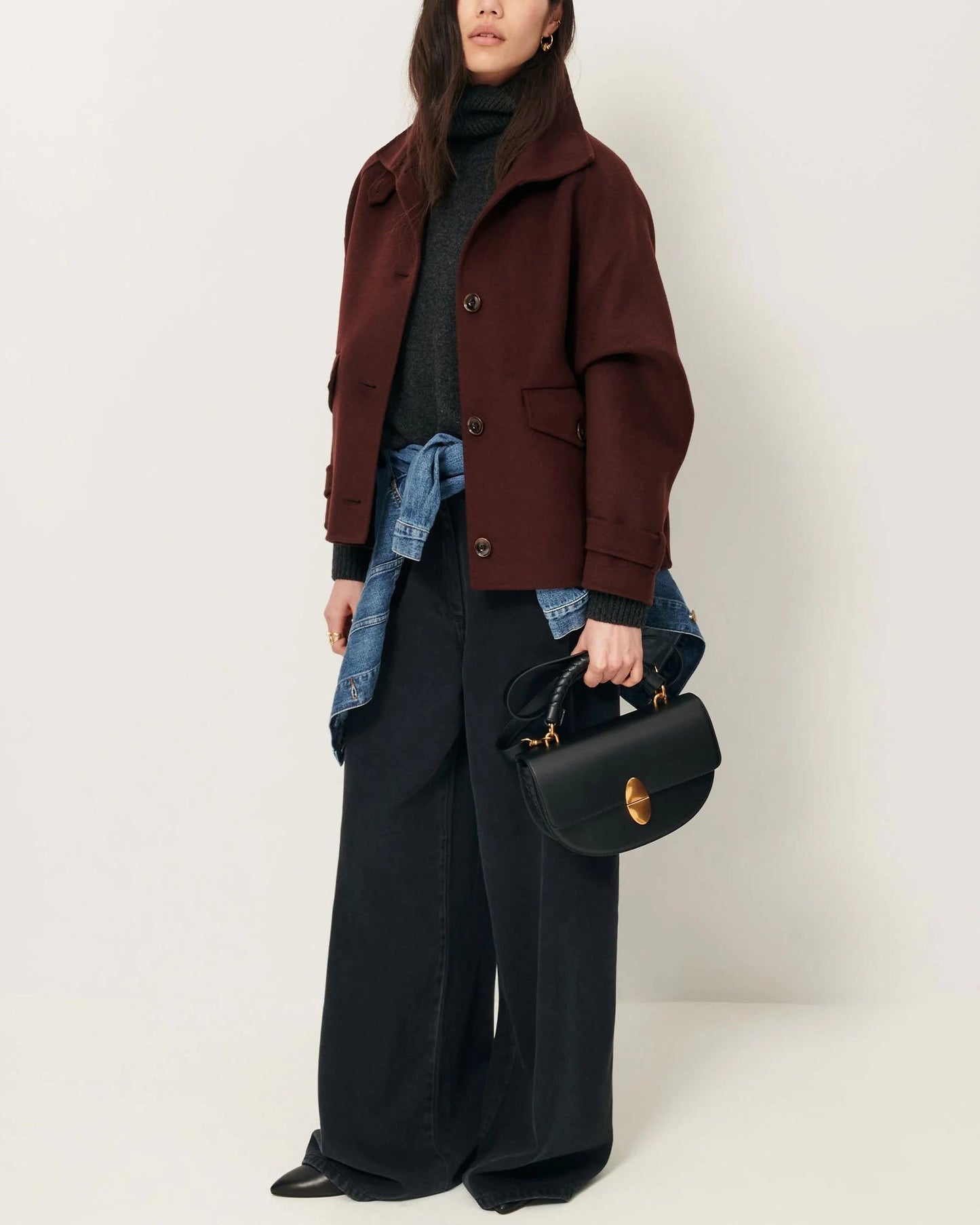 Sessun | Valley Nevado Velvet Flannel Raglan Coat - Espresso
