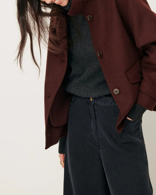 Sessun | Valley Nevado Velvet Flannel Raglan Coat - Espresso