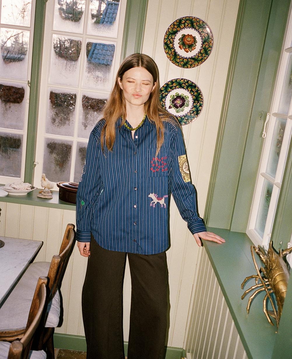 Sissel Edelbo | Brenna Shirt - Navy Stripe Poplin