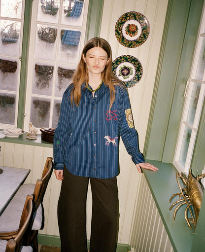 Sissel Edelbo | Brenna Shirt - Navy Stripe Poplin
