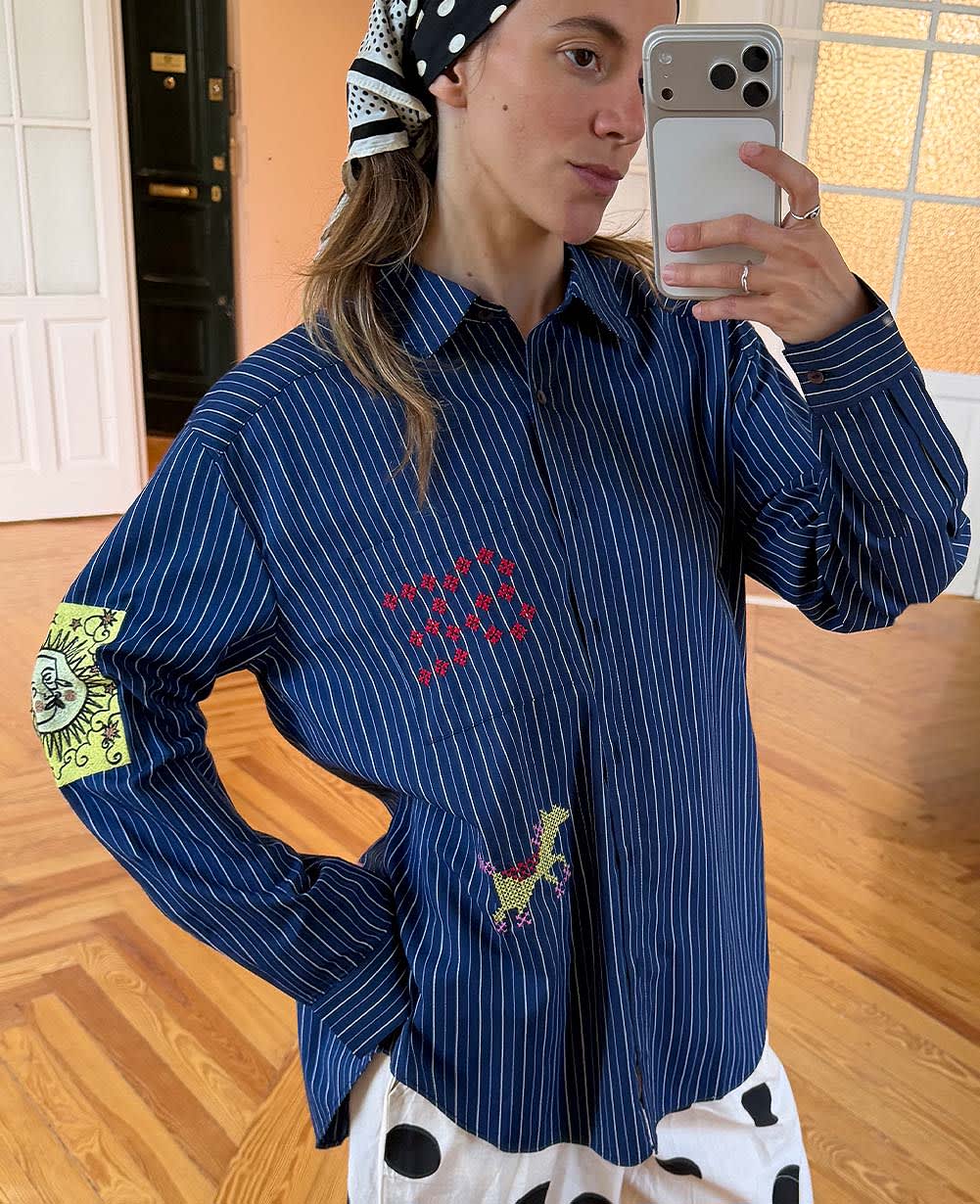 Sissel Edelbo | Brenna Shirt - Navy Stripe Poplin