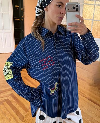 Sissel Edelbo | Brenna Shirt - Navy Stripe Poplin