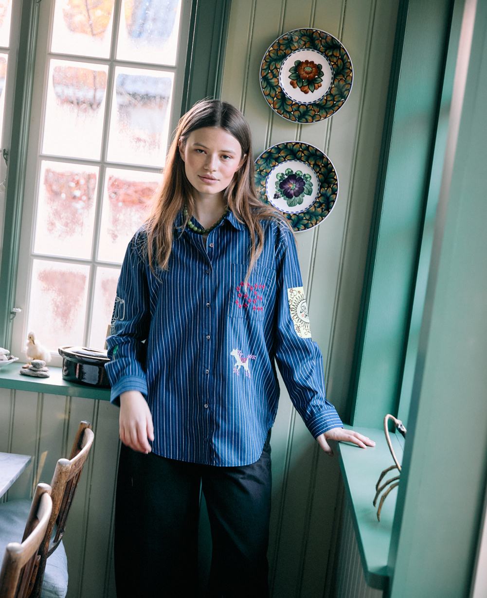 Sissel Edelbo | Brenna Shirt - Navy Stripe Poplin