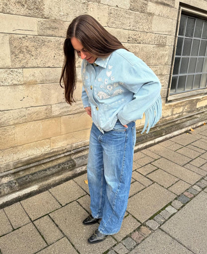 Unisex Denim Jacket Denim Fabric - Indigo Washed Vintage