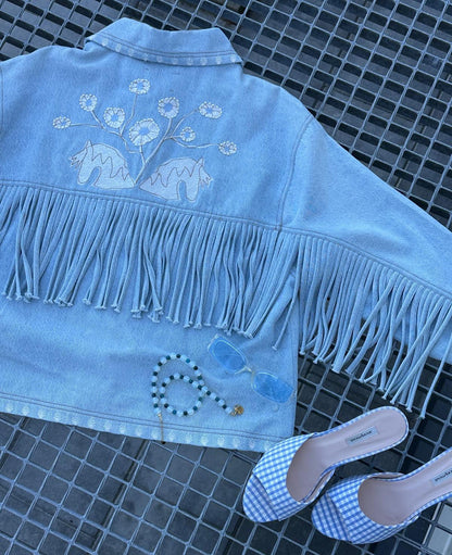 Unisex Denim Jacket Denim Fabric - Indigo Washed Vintage