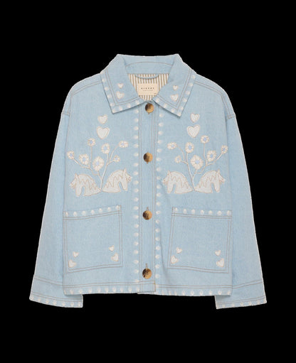 Unisex Denim Jacket Denim Fabric - Indigo Washed Vintage