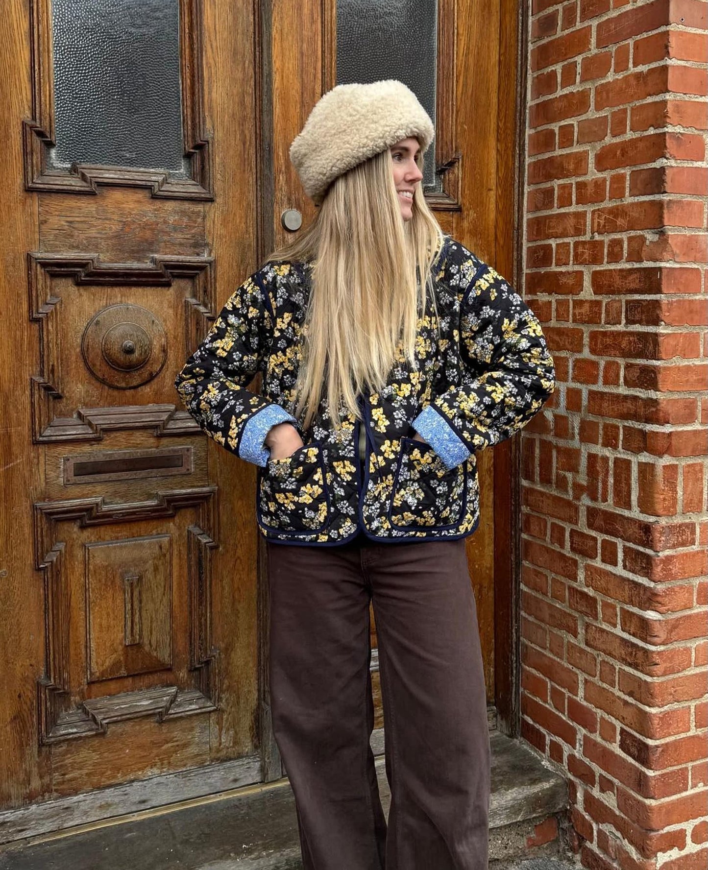 SISSEL EDELBO | Daniella Quilted Cotton Jacket - Wine Ditsy Yellow