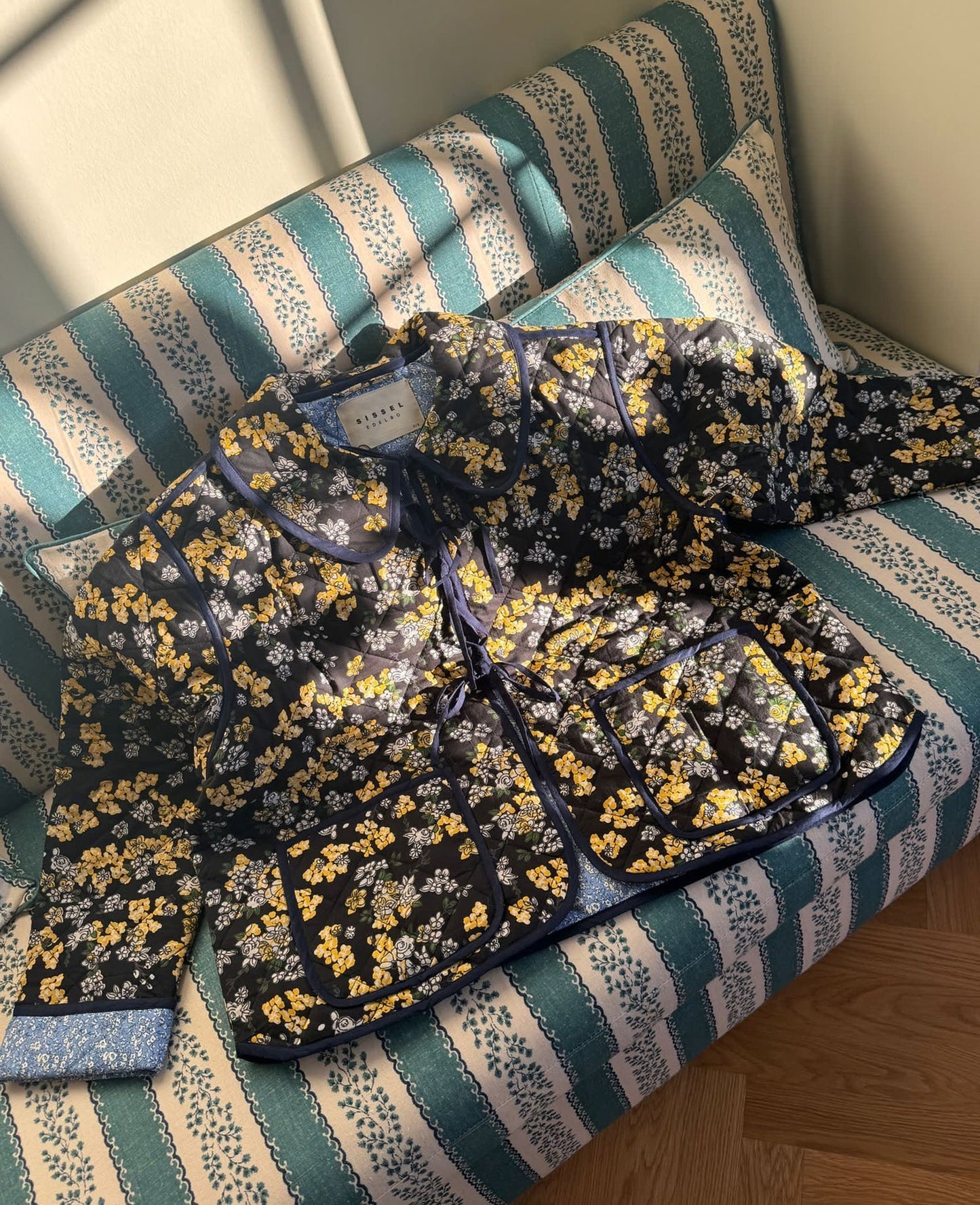 SISSEL EDELBO | Daniella Quilted Cotton Jacket - Wine Ditsy Yellow