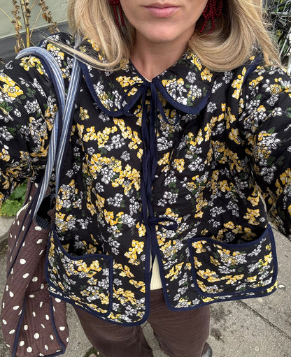 SISSEL EDELBO | Daniella Quilted Cotton Jacket - Wine Ditsy Yellow