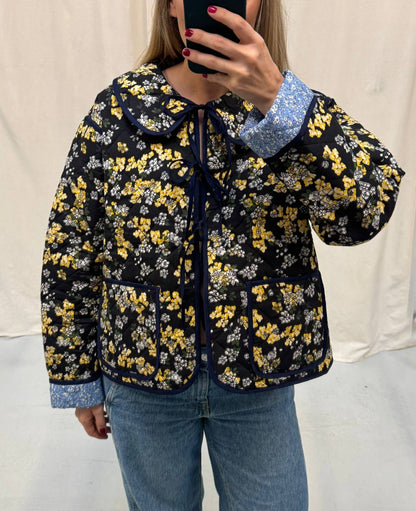 SISSEL EDELBO | Daniella Quilted Cotton Jacket - Wine Ditsy Yellow