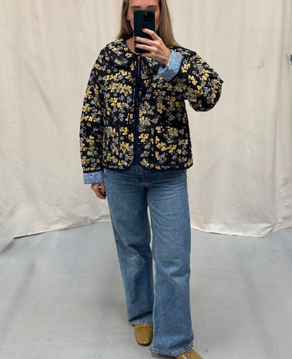 SISSEL EDELBO | Daniella Quilted Cotton Jacket - Wine Ditsy Yellow