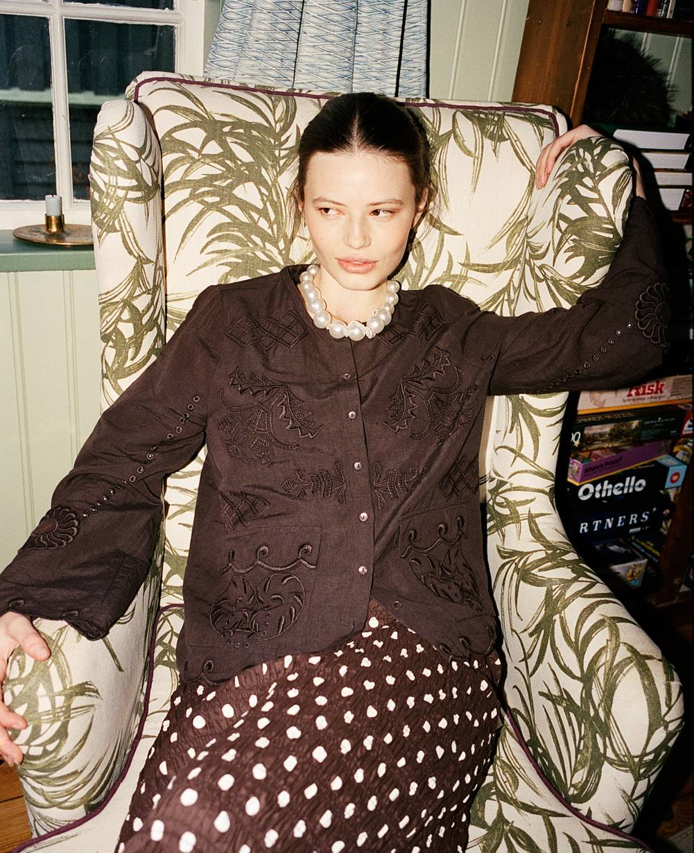 Sissel Edelbo | Ester Shirt - Cutwork Cotton-Linen Seal-Brown