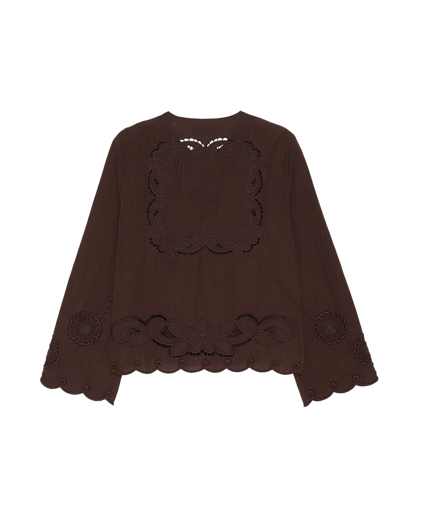 Sissel Edelbo | Ester Shirt - Cutwork Cotton-Linen Seal-Brown