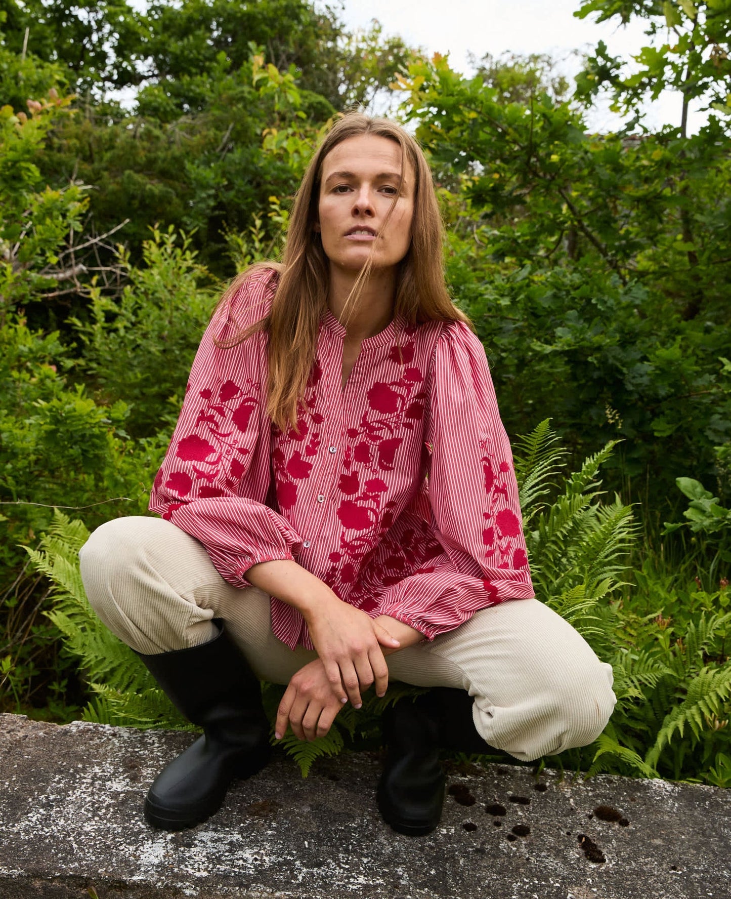 SISSEL EDELBO | Juliane Top - Red Stripe Balloon Sleeve Blouse