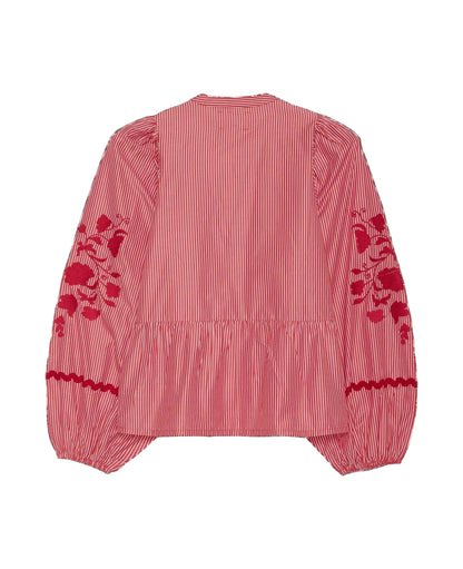SISSEL EDELBO | Juliane Top - Red Stripe Balloon Sleeve Blouse