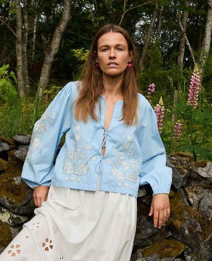 SISSEL EDELBO - Maggan Studio Collection Official Women's Blouse Top Organic Cotton - Light Sky Blue