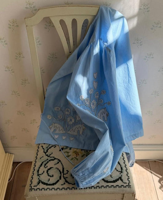 SISSEL EDELBO - Maggan Studio Collection Official Women's Blouse Top Organic Cotton - Light Sky Blue