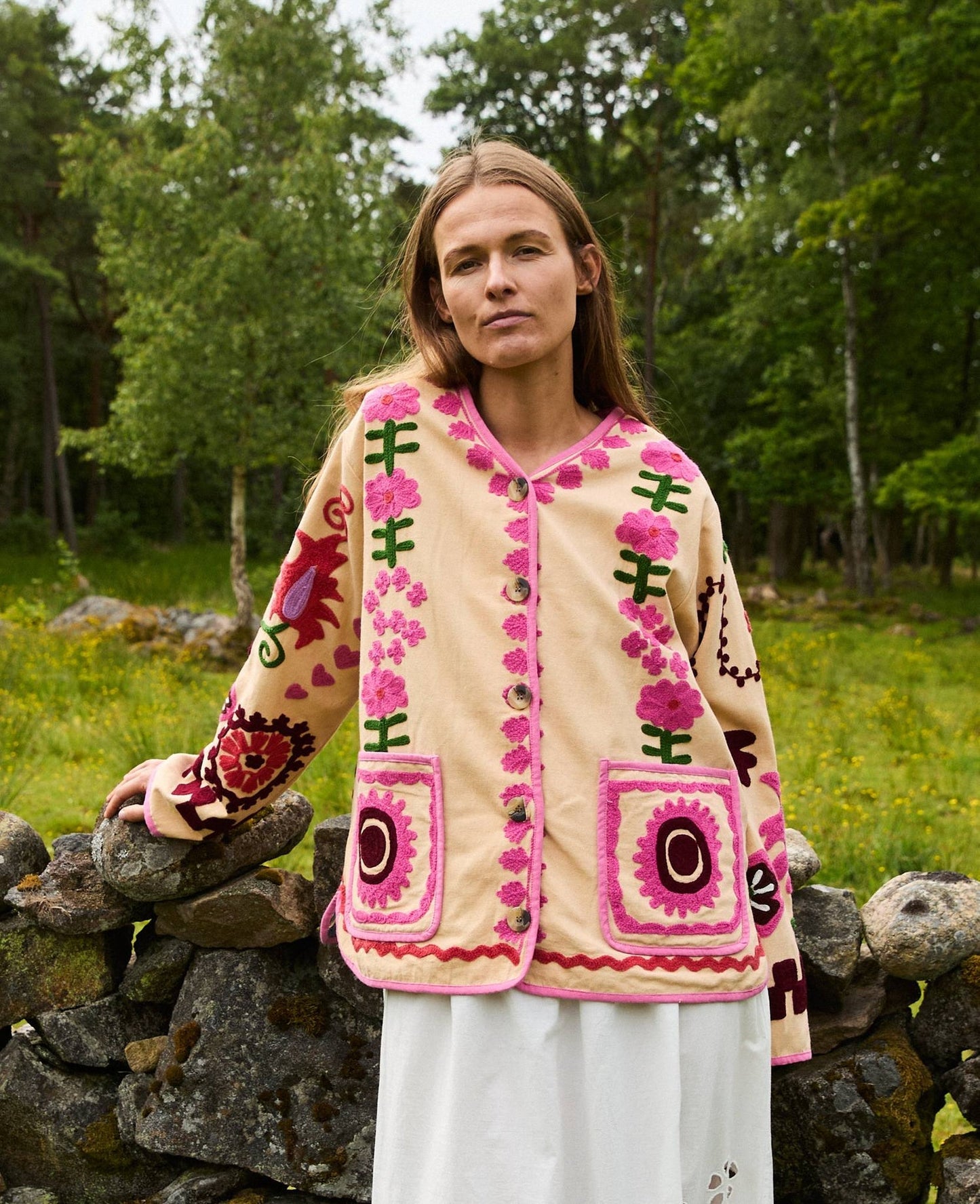 SISSEL EDELBO | Maggie Suzani Peach Embroidered Cotton Jacket