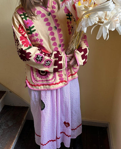 SISSEL EDELBO | Maggie Suzani Peach Embroidered Cotton Jacket