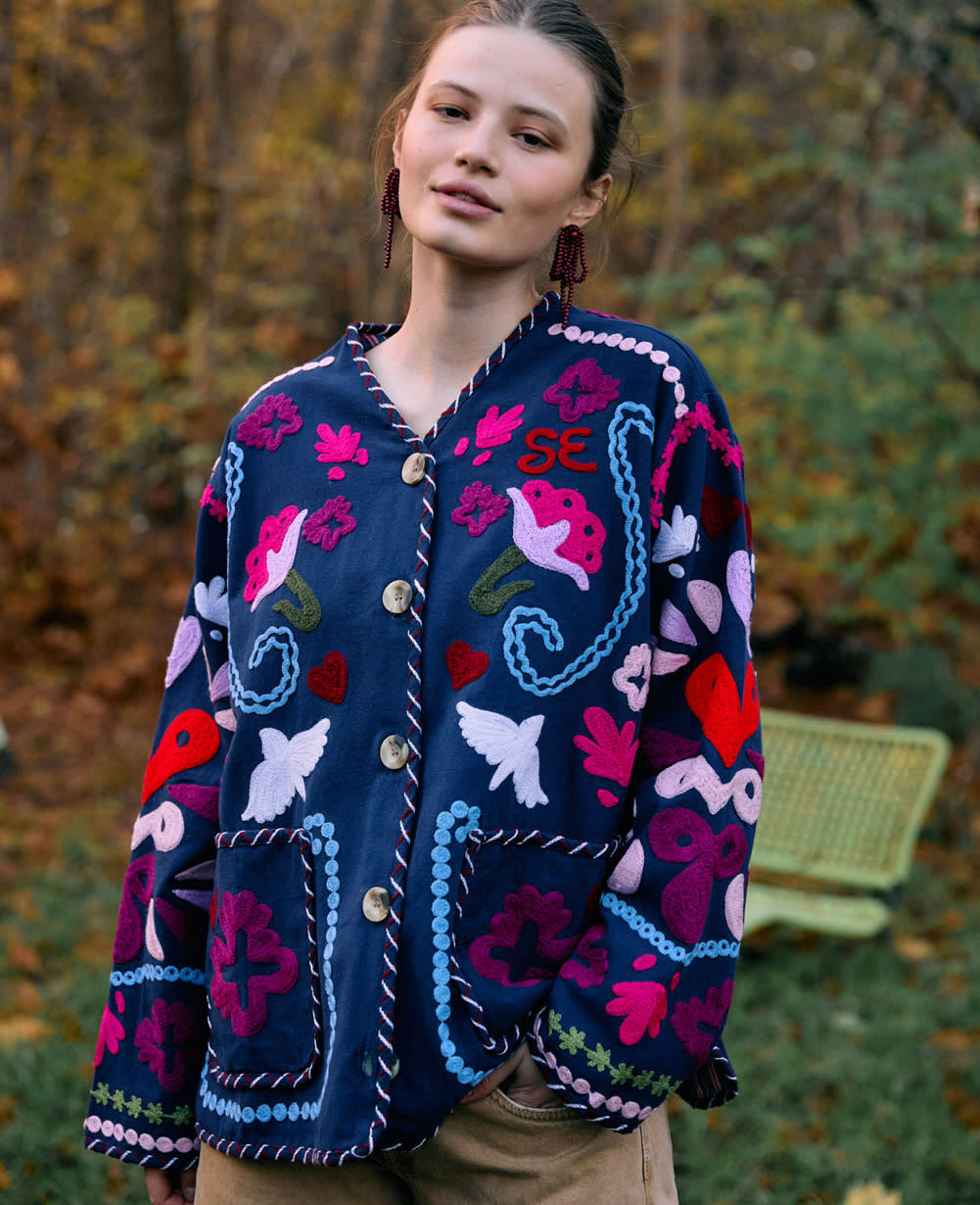 Sissel Edelbo | Maggie Suzani Embroidered Jacket - Navy-Festival