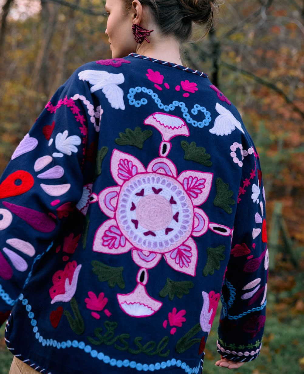 Sissel Edelbo | Maggie Suzani Embroidered Jacket - Navy-Festival