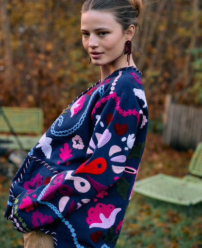 Sissel Edelbo | Maggie Suzani Embroidered Jacket - Navy-Festival