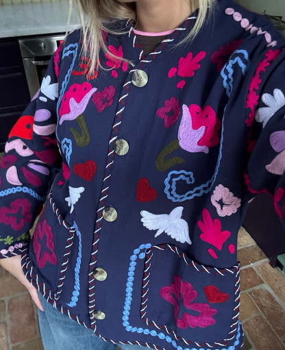Sissel Edelbo | Maggie Suzani Embroidered Jacket - Navy-Festival