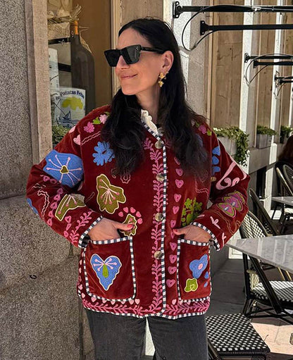 Sissel Edelbo | Maggie Jacket - Burgundy Suzani Velvet-Burgundy