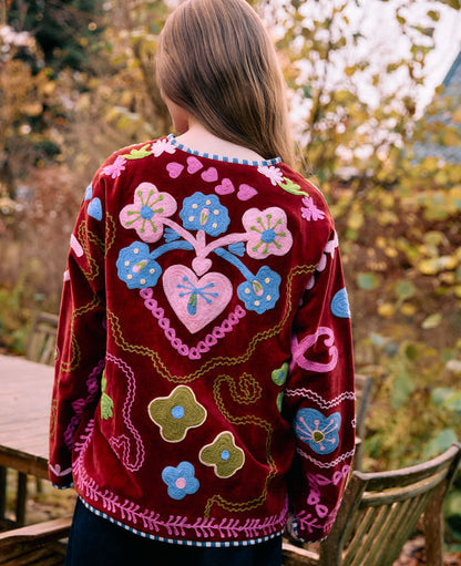 Sissel Edelbo | Maggie Jacket - Burgundy Suzani Velvet-Burgundy