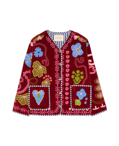 Sissel Edelbo | Maggie Jacket - Burgundy Suzani Velvet-Burgundy
