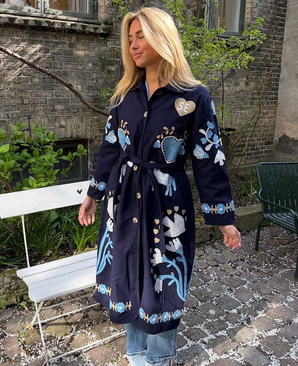 Sissel Edelbo | Rose Coat - Navy Suzani