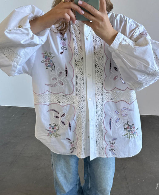 Blouse Sada Shirt White-Pastel