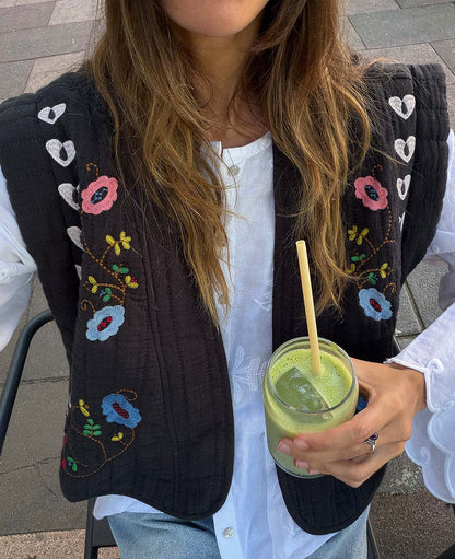 Sissel Edelbo | Samira Embroidered Vest - Almost-Black