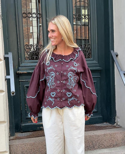 Blouse Se1710 Tone Shirt Wine
