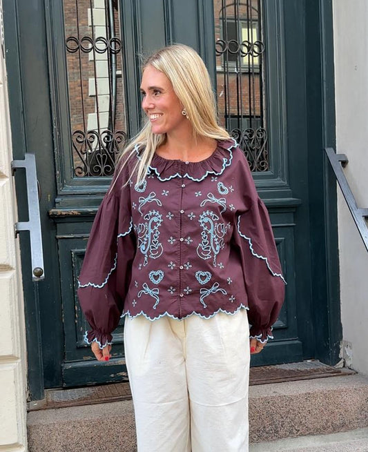 Blouse Se1710 Tone Shirt Wine