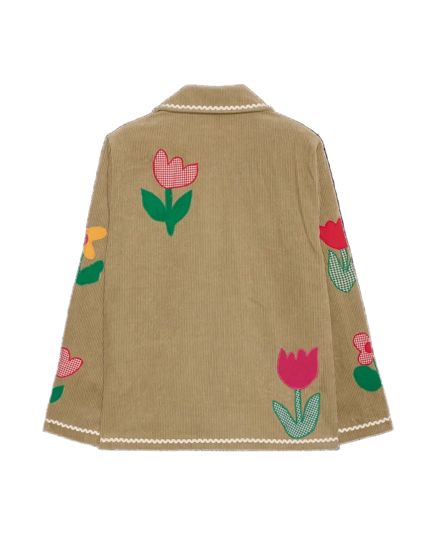 Beige jacket with floral patterns on a white background